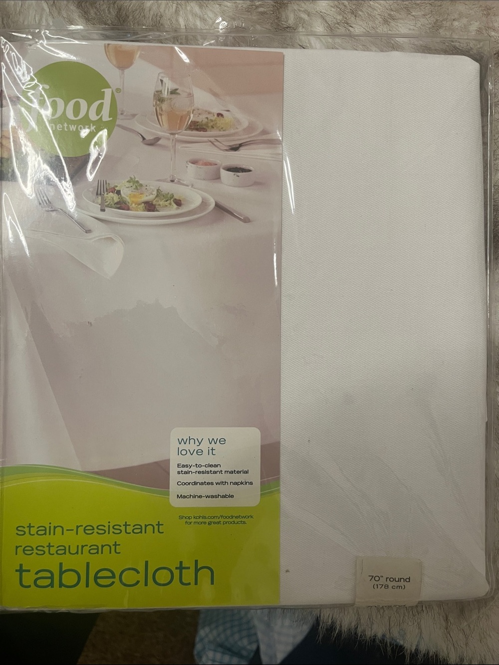 Food Network White Stain-Resistant Tablecloth